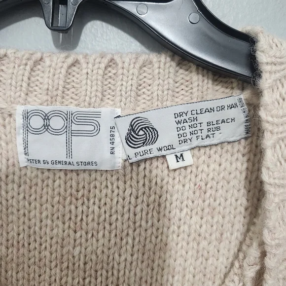 Vintage Pqs Women's Cream Knit Sweater Vest Pure Wool Size M - Picture 3 of 5